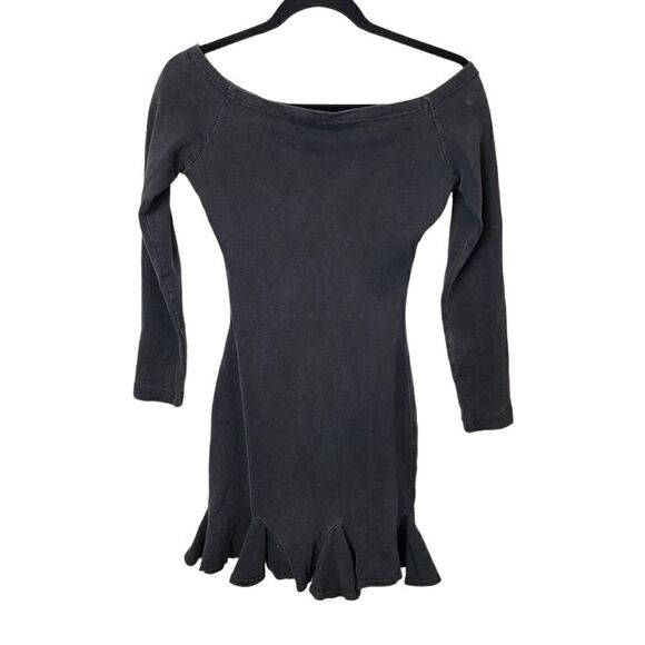 YES Clothing Co Black Stretchy Long Sleeve Ruffle Hem Dress Size Medium - Picture 1 of 9